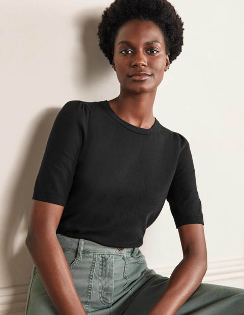 Cotton Crew Knitted Top - Black Cotton Crew Knitted Top - Black