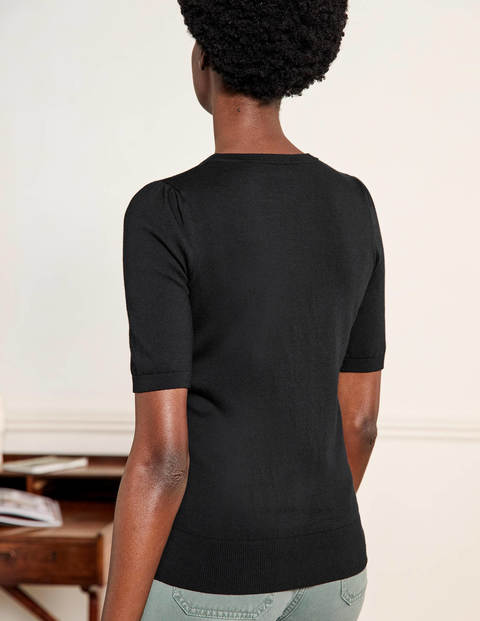 Cotton Crew Knitted Top - Black Cotton Crew Knitted Top - Black