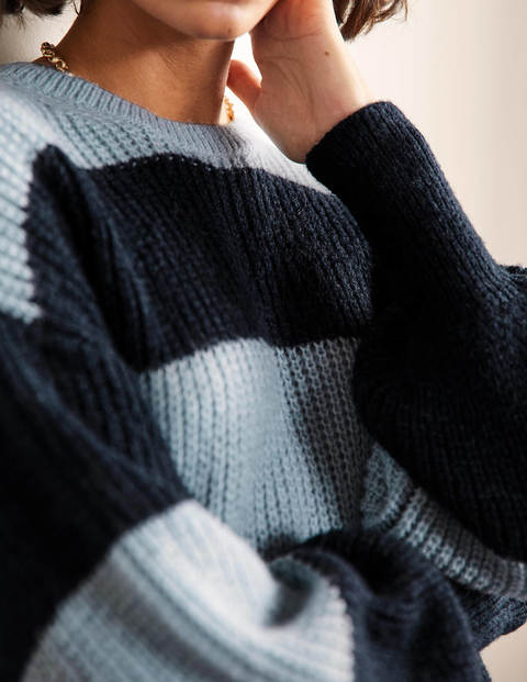 Blouson Cuff Fluffy Jumper - Blue Multistripe Blouson Cuff Fluffy Jumper - Blue Multistripe