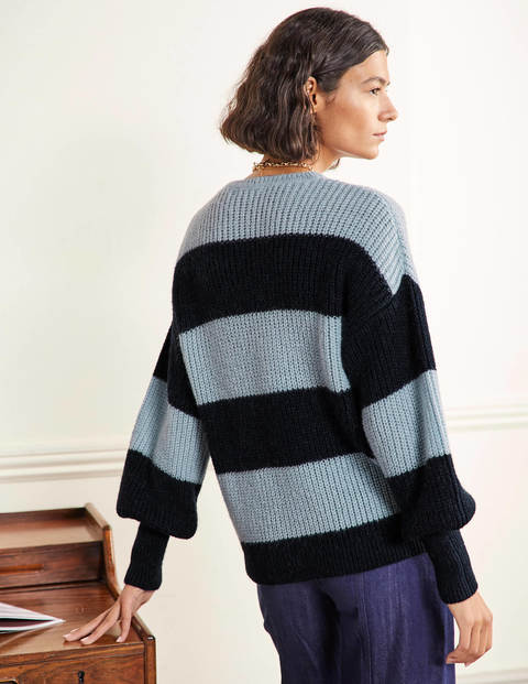 Blouson Cuff Fluffy Jumper - Blue Multistripe Blouson Cuff Fluffy Jumper - Blue Multistripe
