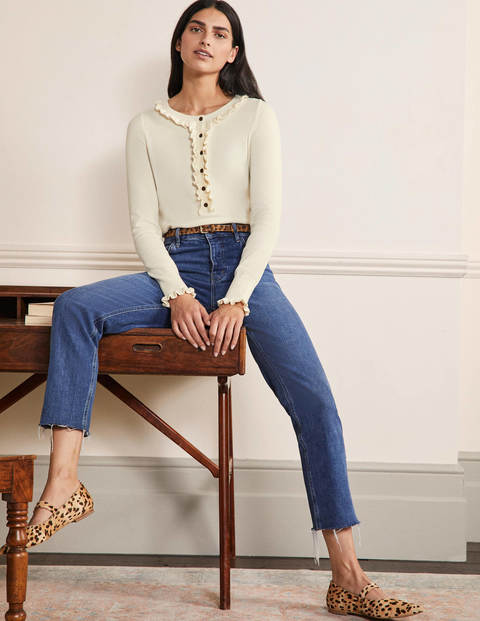 Lara Frill Henley Sweater - Ivory Lara Frill Henley Sweater - Ivory