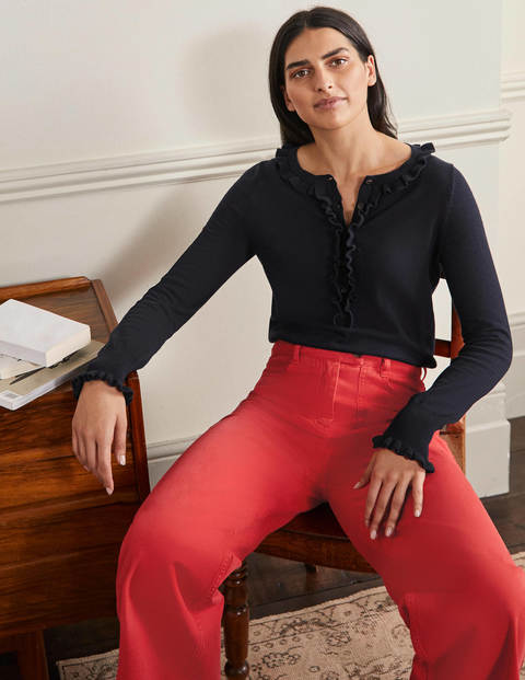 Lara Frill Henley Sweater - Navy Lara Frill Henley Sweater - Navy