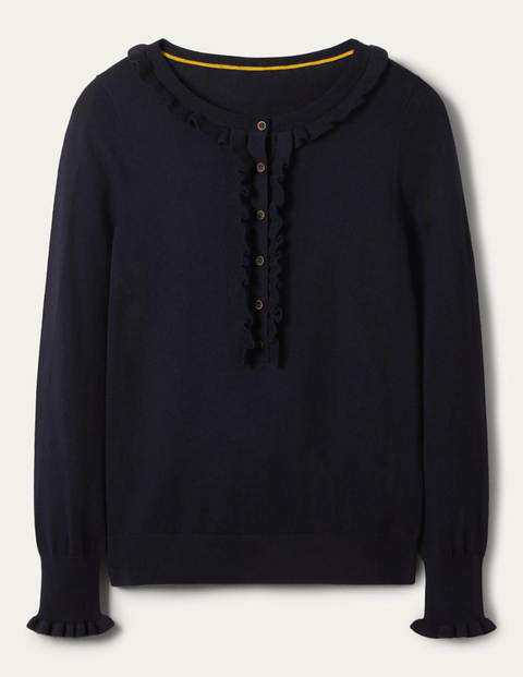 Lara Frill Henley Sweater - Navy Lara Frill Henley Sweater - Navy