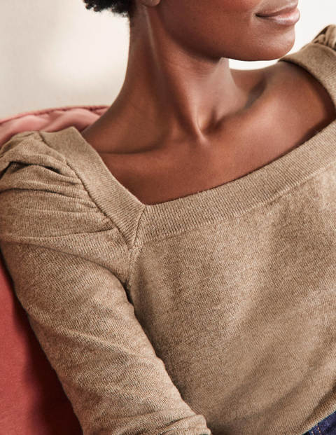 Square Neck Sweater - Dark Mink Melange Square Neck Sweater - Dark Mink Melange