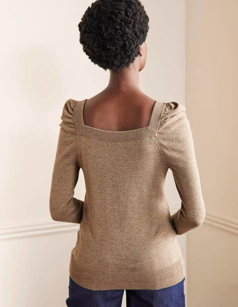 Square Neck Sweater - Dark Mink Melange Square Neck Sweater - Dark Mink Melange