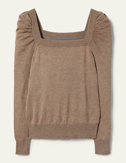 Square Neck Sweater - Dark Mink Melange Square Neck Sweater - Dark Mink Melange