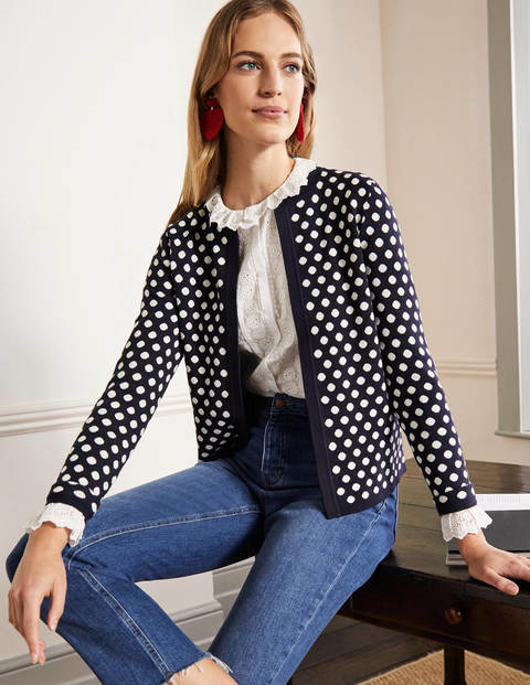 Cleo Strick-Cardigan mit Jacquardmusterung - Navy Cleo Strick-Cardigan mit Jacquardmusterung - Navy