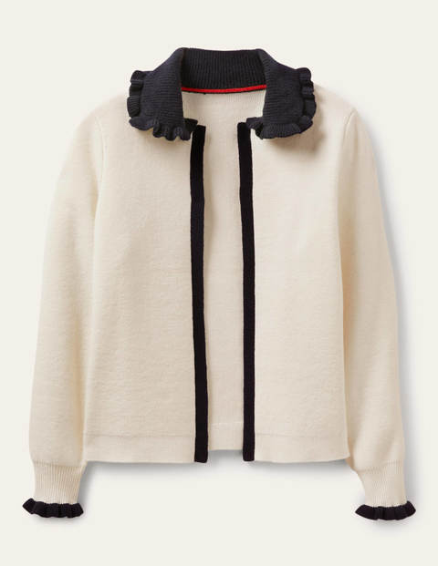 Frill Collared Cardigan - Ivory/Navy Frill Collared Cardigan - Ivory/Navy