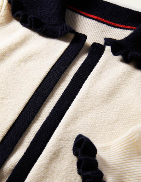 Frill Collared Cardigan - Ivory/Navy Frill Collared Cardigan - Ivory/Navy