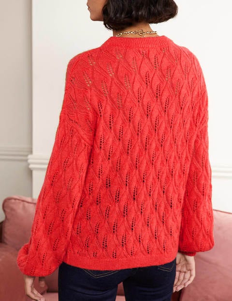 Pointelle Fluffy Jumper - Bright Coral Pointelle Fluffy Jumper - Bright Coral