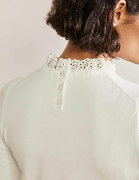 Woven Mix Knitted T-Shirt - Ivory