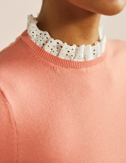 Woven Mix Knitted T-Shirt - Chalky Coral