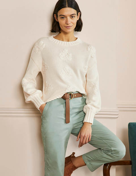 Embroidered Blouson Sweater - Ivory, Embroidery