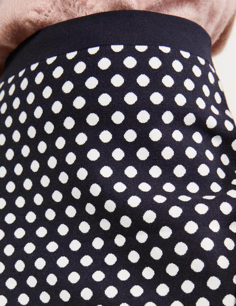 Cleo Knitted Mini Skirt - Navy, Ivory Spot Cleo Knitted Mini Skirt - Navy, Ivory Spot