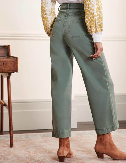 Baumwolltwillhose mit weitem Bein - Erlengrün Baumwolltwillhose mit weitem Bein - Erlengrün