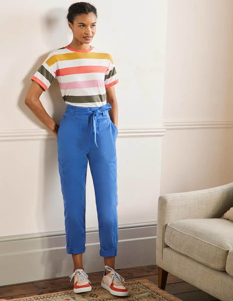 Belted Chino Trousers - Atlantic Ocean Blue Belted Chino Trousers - Atlantic Ocean Blue