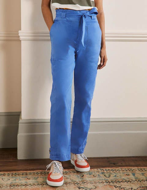 Belted Chino Trousers - Atlantic Ocean Blue Belted Chino Trousers - Atlantic Ocean Blue