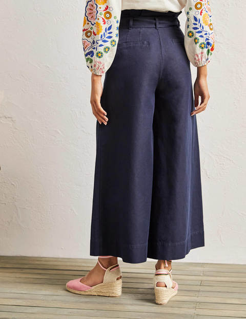Culotte aus einer Leinenmischung mit weitem Bein - Navy Culotte aus einer Leinenmischung mit weitem Bein - Navy
