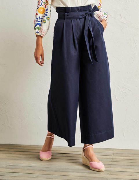 Culotte aus einer Leinenmischung mit weitem Bein - Navy Culotte aus einer Leinenmischung mit weitem Bein - Navy