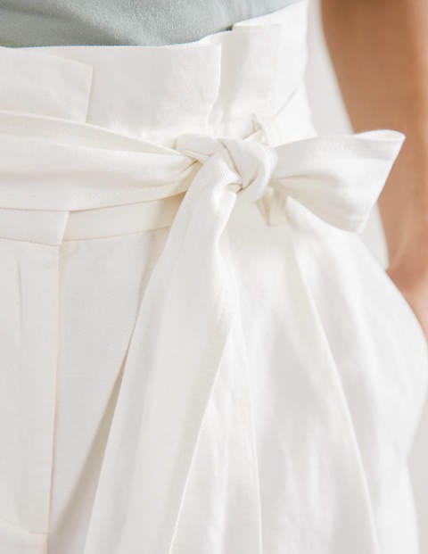 Linen Blend Wide Leg Culottes - White