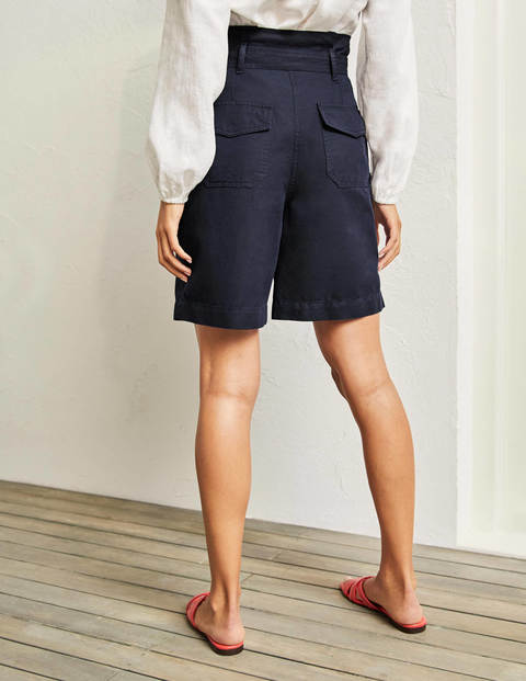Paperbag-Shorts mit hoher Taille - Navy Paperbag-Shorts mit hoher Taille - Navy