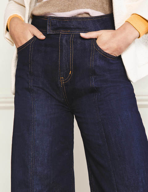 Jeans mit weitem Bein und Ziernaht - Indigoblau