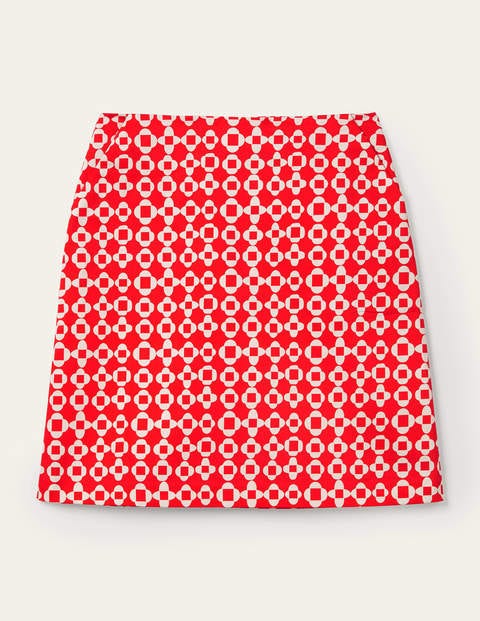 Printed A-line Mini Skirt - Bright Coral, Mosaic Printed A-line Mini Skirt - Bright Coral, Mosaic