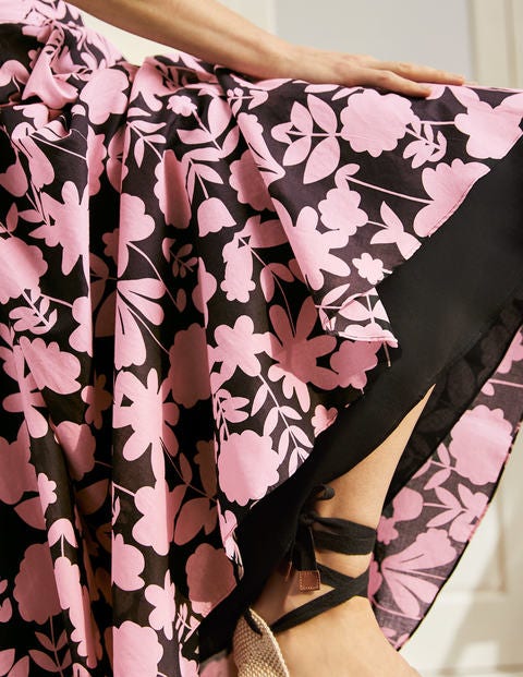 Full Cotton Midi Skirt - Formica Pink, Flora Bloom