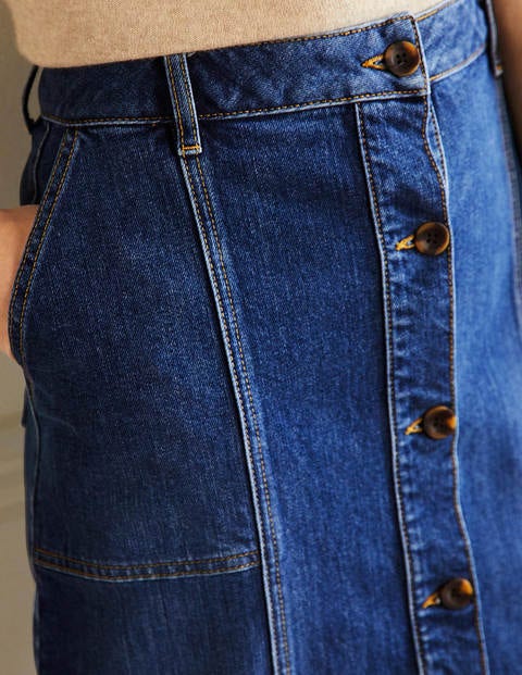 Topstitch Detail Midi Skirt - Mid Vintage