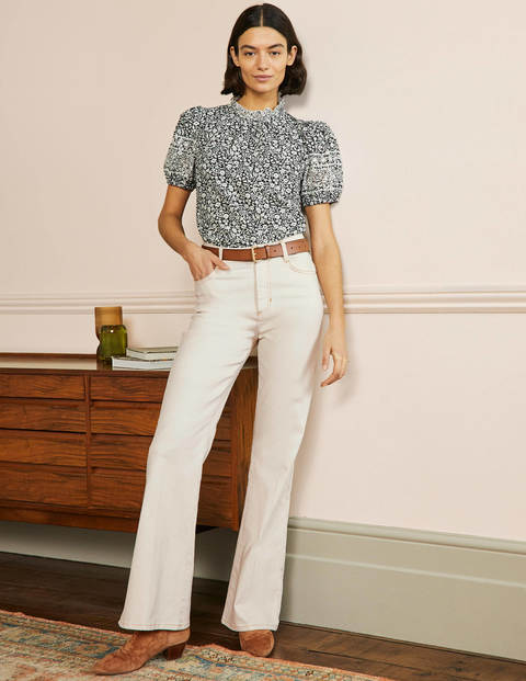 High Waist Smart Flare - Ecru | Boden AU