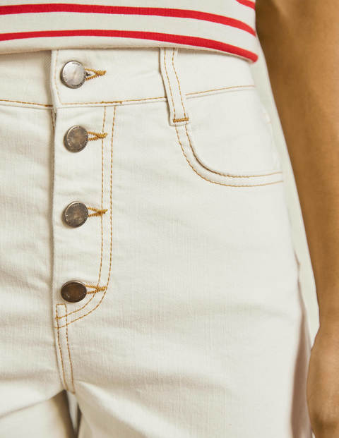 Short en jean avec braguette boutonnée - Écru