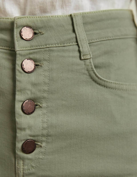 Button Fly Denim Shorts - Laurel Green