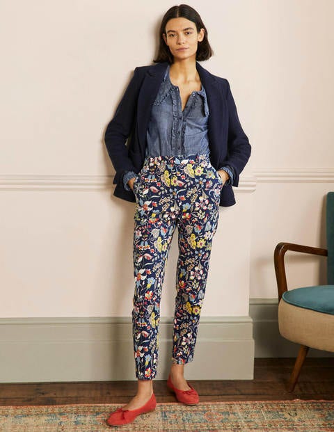 Carrie Printed Trousers - French Navy, Tropic Florals