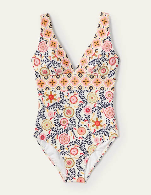Calabria Swimsuit - Ivory, Opulent Garden Calabria Swimsuit - Ivory, Opulent Garden