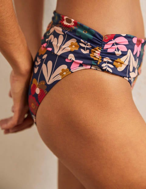 Classic Fold Bikini Bottoms - French Navy, Flora Bloom