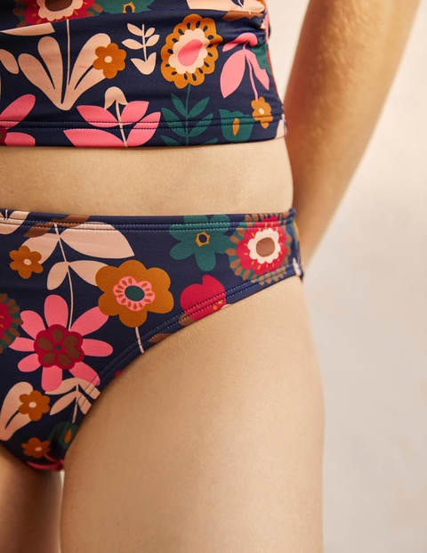 Classic Bikini Bottoms - French Navy, Flora Bloom