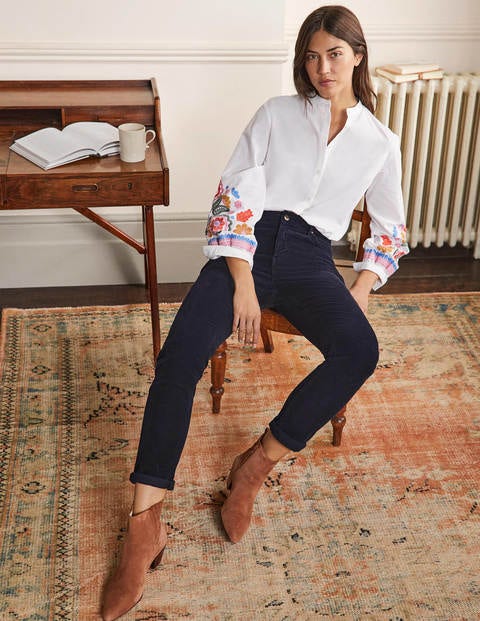 Schmale Cord-Jeans mit geradem Bein - Navy Schmale Cord-Jeans mit geradem Bein - Navy