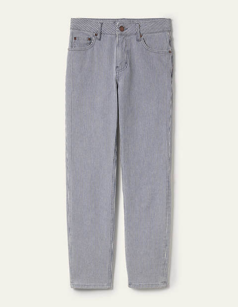 Schmale 7/8-Jeans mit geradem Bein - Naturweiß/Navy, Feine Streifen Schmale 7/8-Jeans mit geradem Bein - Naturweiß/Navy, Feine Streifen