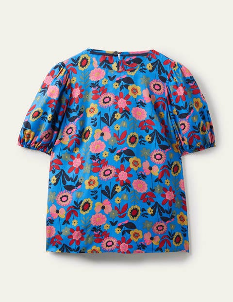 Adriana Puff Sleeve Top - Moroccan Blue, Flora Bloom Adriana Puff Sleeve Top - Moroccan Blue, Flora Bloom