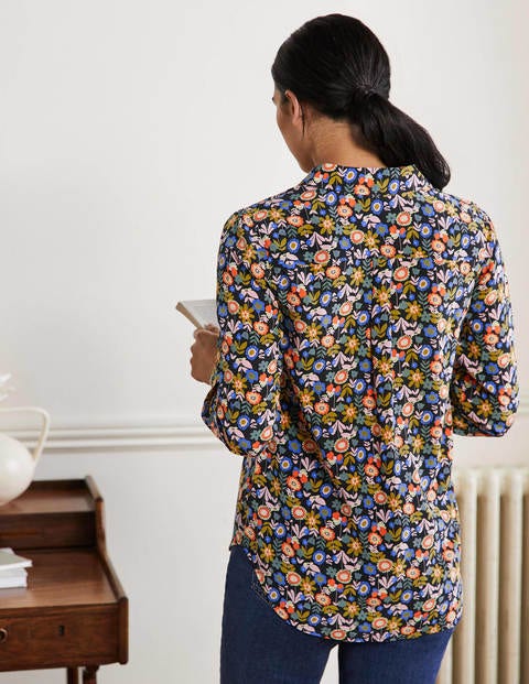 Silk Shirt - Black, Flora Bloom Silk Shirt - Black, Flora Bloom