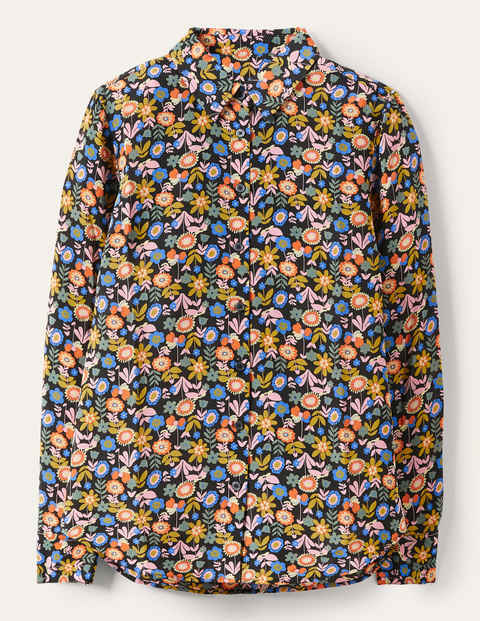 Silk Shirt - Black, Flora Bloom Silk Shirt - Black, Flora Bloom