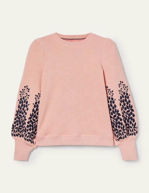 Embroidered Blouson Sweatshirt - Milkshake, Navy Embroidery Embroidered Blouson Sweatshirt - Milkshake, Navy Embroidery