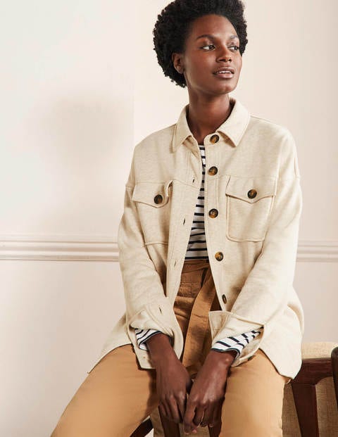 Hemdjacke aus Jersey - Hellbeige Meliert Hemdjacke aus Jersey - Hellbeige Meliert