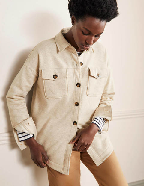 Hemdjacke aus Jersey - Hellbeige Meliert Hemdjacke aus Jersey - Hellbeige Meliert