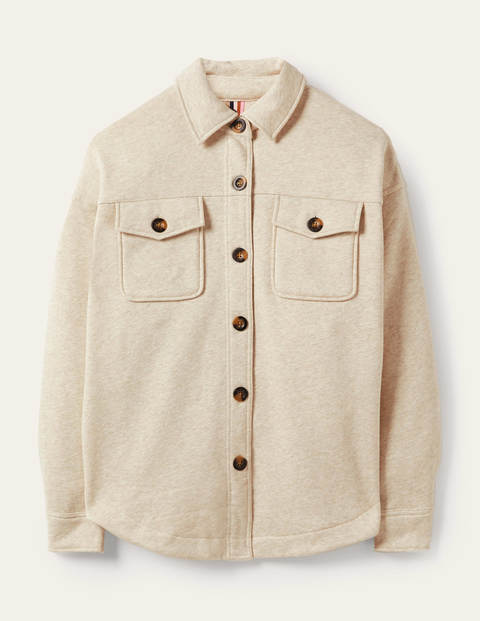 Hemdjacke aus Jersey - Hellbeige Meliert Hemdjacke aus Jersey - Hellbeige Meliert