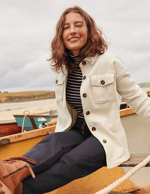 Hemdjacke aus Jersey - Hellbeige Meliert Hemdjacke aus Jersey - Hellbeige Meliert