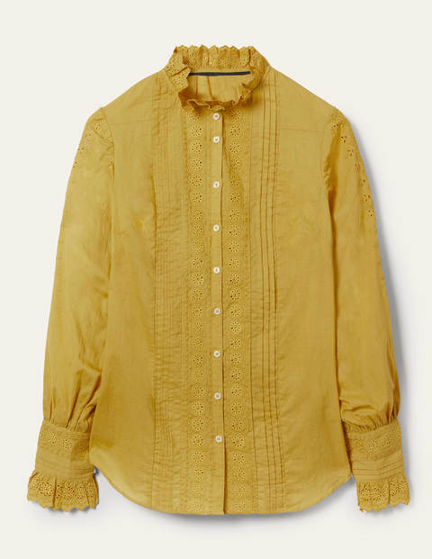 Broderie Trim Blouse - Olive Oil Broderie Trim Blouse - Olive Oil