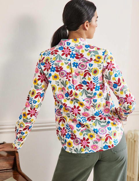Classic Cotton Shirt - Ivory, Flora Bloom Classic Cotton Shirt - Ivory, Flora Bloom