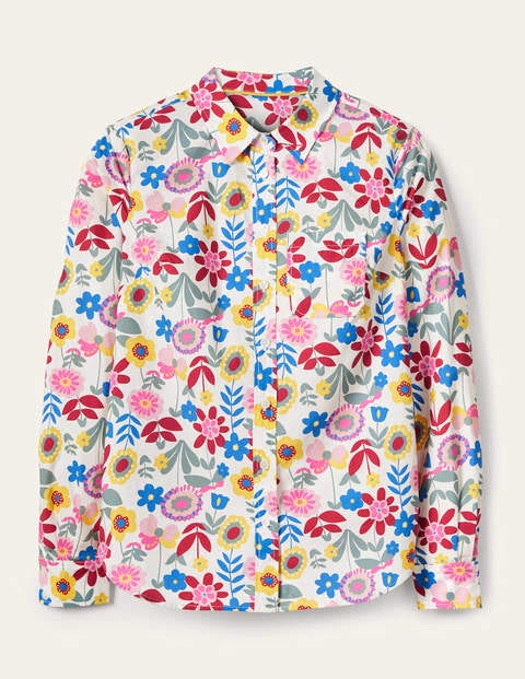 Classic Cotton Shirt - Ivory, Flora Bloom Classic Cotton Shirt - Ivory, Flora Bloom