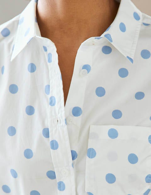Classic Cotton Shirt - Dusky Blue Spot